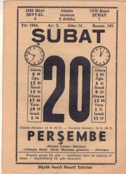 20 Şubat 1964 Takvim Yaprağı EFM(N)5727 - 2