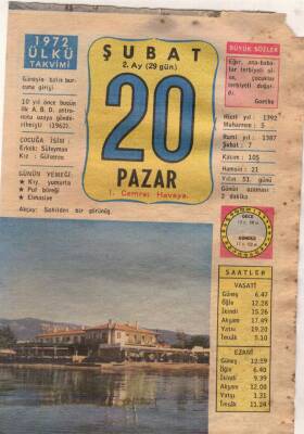 20 Şubat 1972 Takvim Yaprağı EFM(N)5481 - 1