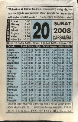 20 Şubat 2008 Takvim Yaprağı - Doğum Günü Hediyesi EFM(N)7544 - 1
