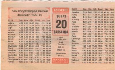 20 Şubat 2008 Takvim Yaprağı EFM(N)5567 - 3