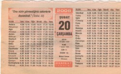 20 Şubat 2008 Takvim Yaprağı EFM(N)5567 - 2