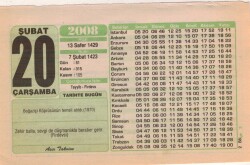 20 Şubat 2008 Takvim Yaprağı EFM(N)5596 - 2