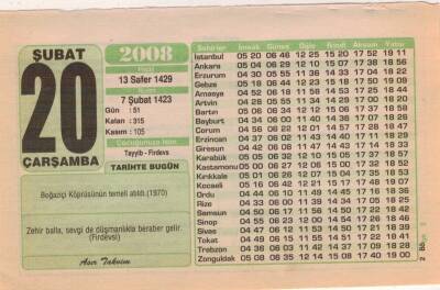 20 Şubat 2008 Takvim Yaprağı EFM(N)5596 - 1