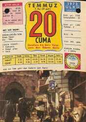 20 Temmuz 1973 Takvim Yaprağı - Doğum Günü Hediyesi EFM(N)11913 - Gökçekoleksiyon