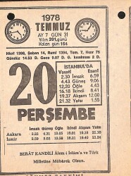 20 Temmuz 1978 Takvim Yaprağı - Doğum Günü Hediyesi EFMN15433 - Gökçekoleksiyon