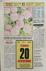 20 Temmuz 1978 Takvim Yaprağı - Doğum Günü Hediyesi EFM(N)9391 - Gökçekoleksiyon