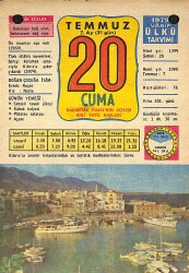 20 Temmuz 1979 Takvim Yaprağı - Doğum Günü Hediyesi EFM(N)12470 - Gökçekoleksiyon