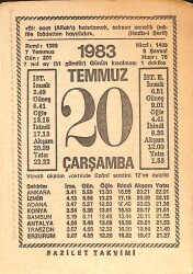 20 Temmuz 1983 Takvim Yaprağı - Doğum Günü Hediyesi EFMN15410 - Gökçekoleksiyon
