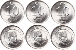 2005 Yılı 10 Kuruş Lot (3 Adet) - ÇİL TCM3186 - Gökçekoleksiyon