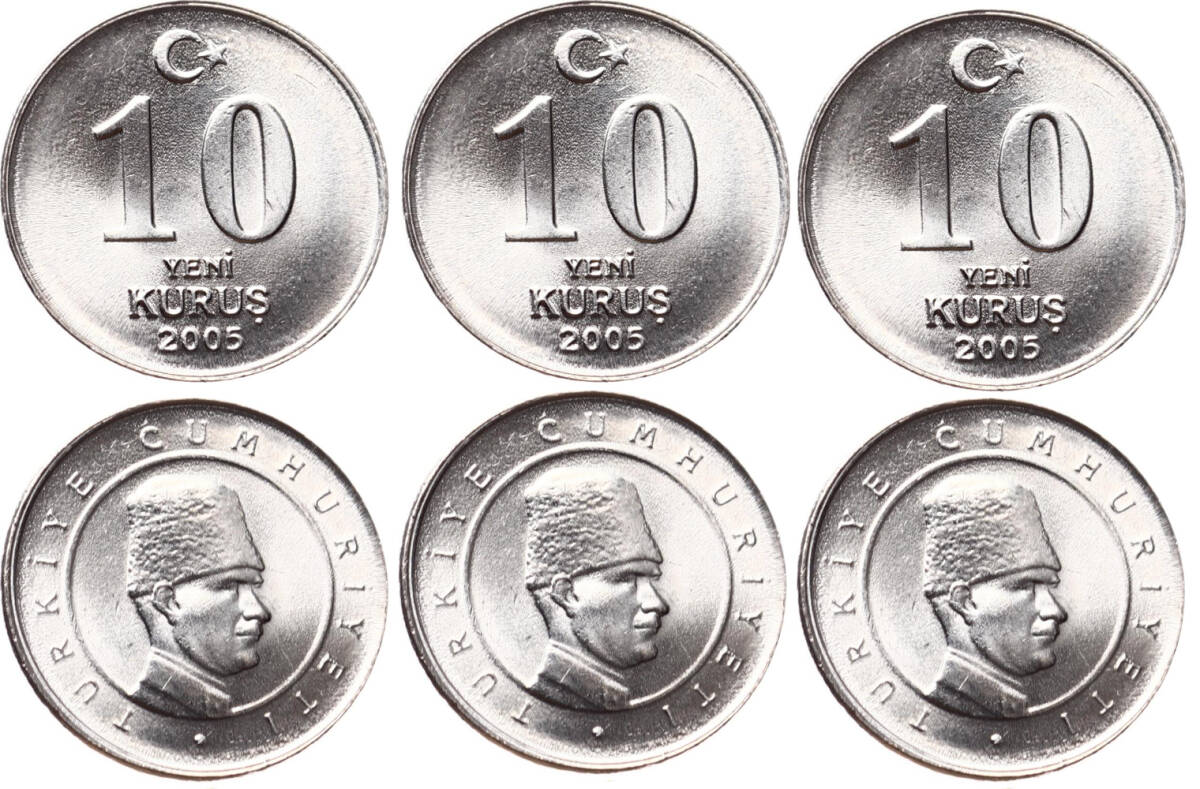 2005 Yılı 10 Kuruş Lot (3 Adet) - ÇİL TCM3186 - 1