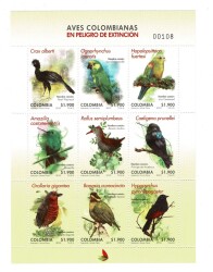 2010 Kolombiya Nesli Tehlikede Olan Kuşlar Hatıra Mini Tabaka (MNH) PPT3025 - Gökçekoleksiyon