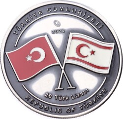 2024 - Kıbrıs Barış Harekâtı’nın Ellinci Yıl Dönümü Gümüş Hatıra Para *Sertifikalı* - ÇİL TCH437 #209 - Gökçekoleksiyon