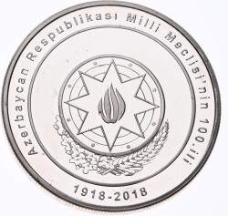 2018 - Azarbaycan Milli Meclisi'nin 100.Yılı Gümüş Hatıra Para *Sertifikalı* - ÇİL TCH439 #217 - 1