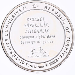 2023 - Alparslan Türkeş Cumhuriyet Dönemi Türk Siyasetçileri No:3 Gümüş Hatıra Para *Sertifikalı* - ÇİL TCH444 #241 - 2