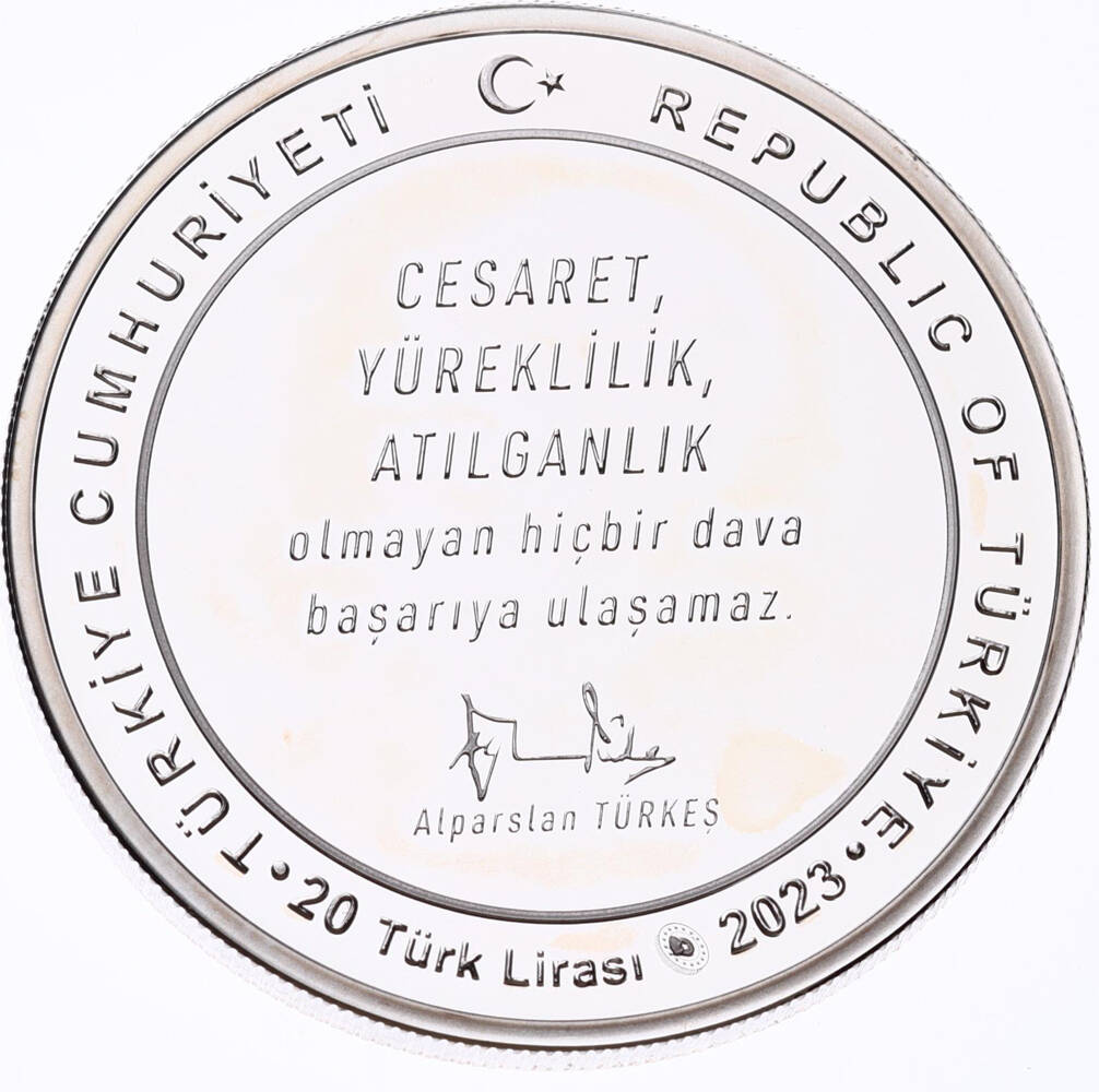 2023 - Alparslan Türkeş Cumhuriyet Dönemi Türk Siyasetçileri No:3 Gümüş Hatıra Para *Sertifikalı* - ÇİL TCH444 #241 - 2