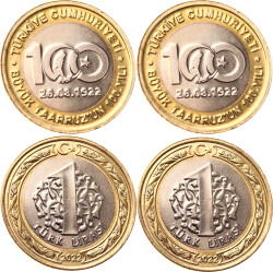 2022 Büyük Taaruz'un 100.Yılı 1 Lira (Ters-Düz) - ÇİL TCM3161 - Gökçekoleksiyon