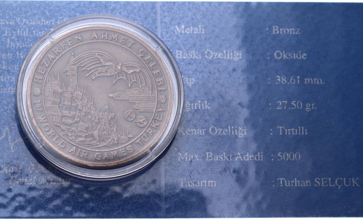 1997 - I. Dünya Hava Oyunları Bronz Hatıra Para *Sertifikalı* - ÇİL TCH420 - 3