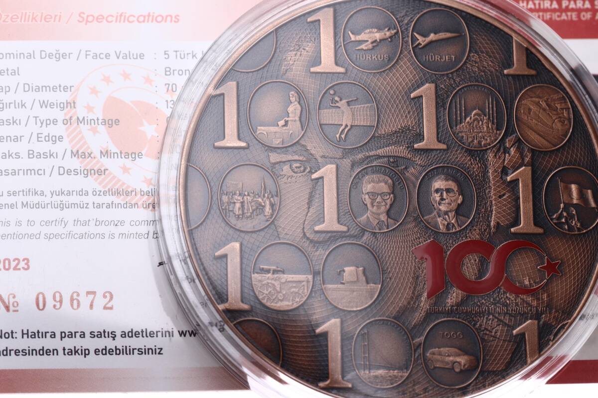 2023 - Türkiye Yüzyılı Bronz Madalyon *Sertifikalı* - ÇİL MVM2216 - 3