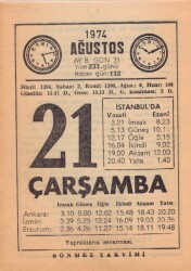21 Ağustos 1974 Takvim Yaprağı EFM(N)2450 - 3
