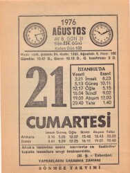 21 Ağustos 1976 Takvim Yaprağı EFM(N)2451 - 2