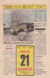 21 Ağustos 1978 Takvim Yaprağı -Doğum Günü Hediyesi EFM(N)6242 - Gökçekoleksiyon