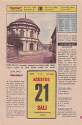 21 Ağustos 1979 Takvim Yaprağı -Doğum Günü Hediyesi EFM(N)6302 - Gökçekoleksiyon