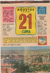 21 Ağustos 1981 Takvim Yaprağı EFM(N)2762 - 3