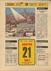 21 Ağustos 1984 Takvim Yaprağı - Doğum Günü Hediyesi EFM(N)9606 - Gökçekoleksiyon