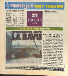 21 Ağustos 1987 Takvim Yaprağı - Doğum Günü Hediyesi EFMN14097 - Gökçekoleksiyon