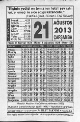 21 Ağustos 2013 Takvim Yaprağı - Doğum Günü Hediyesi EFMN13564 - Gökçekoleksiyon