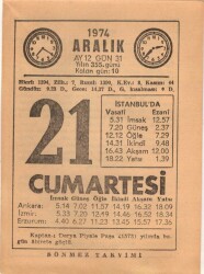 21 Aralık 1974 Takvim Yaprağı EFM(N)4303 - Gökçekoleksiyon