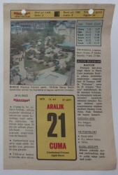 21 Aralık 1979 Takvim Yaprağı - Doğum Günü Hediyesi EFM(N)7431 - Gökçekoleksiyon