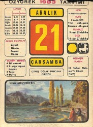 21 Aralık 1983 Takvim Yaprağı - Doğum Günü Hediyesi EFM(N)11536 - Gökçekoleksiyon