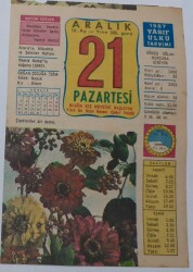 21 Aralık 1987 Takvim Yaprağı - Doğum Günü Hediyesi EFM(N)6945 - Gökçekoleksiyon