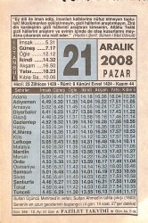 21 Aralık 2008 Takvim Yaprağı - Doğum Günü Hediyesi EFMN15312 - Gökçekoleksiyon