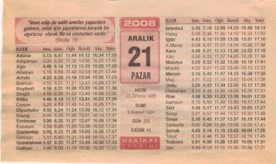 21 Aralık 2008 Takvim Yaprağı EFM(N)4456 - 2