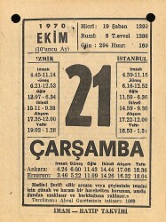 21 Ekim 1970 Takvim Yaprağı - Doğum Günü Hediyesi EFM(N)10551 - 4