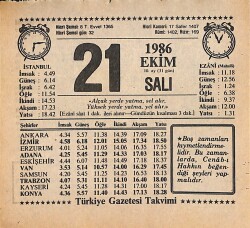 21 Ekim 1986 Takvim Yaprağı - Doğum Günü Hediyesi EFMN14910 - Gökçekoleksiyon