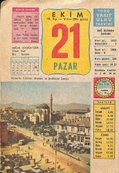 21 Ekim 1990 Takvim Yaprağı - Doğum Günü Hediyesi EFM(N)12436 - Gökçekoleksiyon