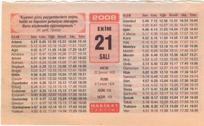21 Ekim 2008 Takvim Yaprağı EFM(N)3238 - 2