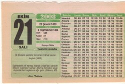 21 Ekim 2008 Takvim Yaprağı EFM(N)3269 - 3