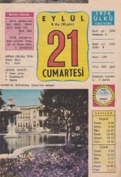 21 Eylül 1974 Takvim Yaprağı -Doğum Günü Hediyesi EFM(N)6391 - Gökçekoleksiyon