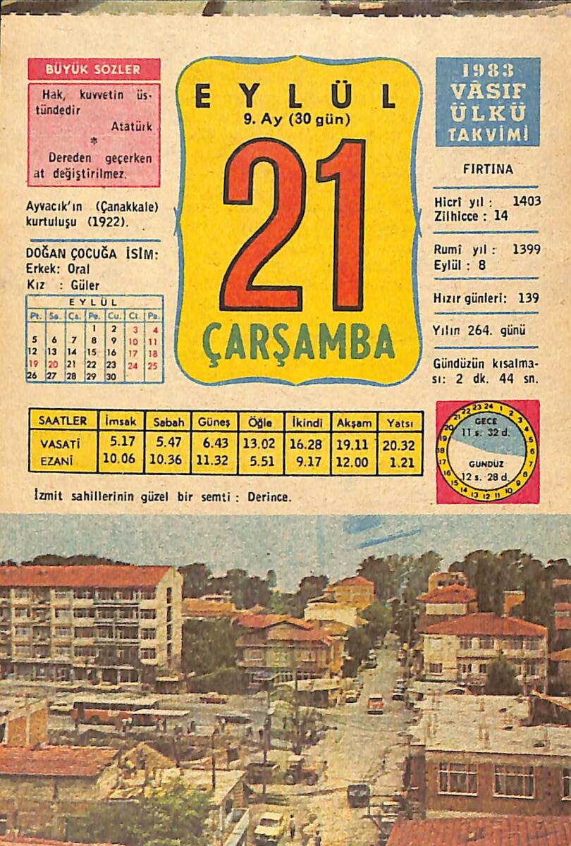 21 Eylül 1983 Takvim Yaprağı - Doğum Günü Hediyesi EFMN14754 - 1