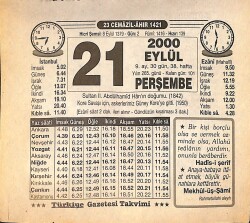 21 Eylül 2000 Takvim Yaprağı - Doğum Günü Hediyesi EFMN14239 - Gökçekoleksiyon