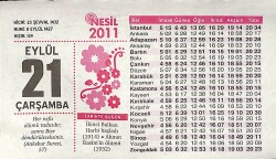 21 Eylül 2011 Takvim Yaprağı - Doğum Günü Hediyesi EFMN14367 - Gökçekoleksiyon