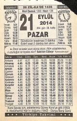 21 Eylül 2014 Takvim Yaprağı - Doğum Günü Hediyesi EFMN14311 - Gökçekoleksiyon