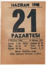 21 Haziran 1948 Takvim Yaprağı EFM(N)1406 - 1
