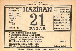 21 Haziran 1964 Takvim Yaprağı - Doğum Günü Hediyesi EFMN15559 - Gökçekoleksiyon