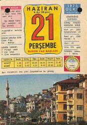21 Haziran 1973 Takvim Yaprağı - Doğum Günü Hediyesi EFM(N)12366 - Gökçekoleksiyon