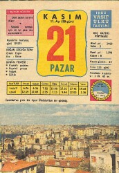 21 Kasım 1982 Takvim Yaprağı - Doğum Günü Hediyesi EFM(N)11926 - Gökçekoleksiyon